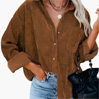Cordhemd - Stilvolle Rippenflanell Hemdbluse für Damen