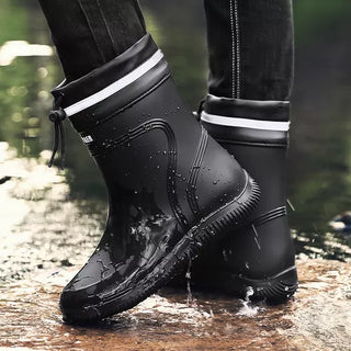 Regenstiefel für den Herbst - Wasserdichte Gummistiefel mit warmem Plüschfutter für Herren
