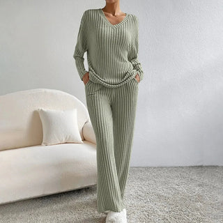 Lounge Zweiteiler für den Herbst - Elegante Weiche Rippmuster-sets für Damen