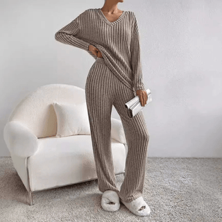 Lounge Zweiteiler für den Herbst - Elegante Weiche Rippmuster-sets für Damen