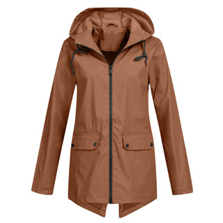 Regenjacke - Wasserdichte Lange Windbreaker mit Kapuze für Damen