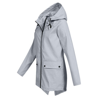 Regenjacke - Wasserdichte Lange Windbreaker mit Kapuze für Damen