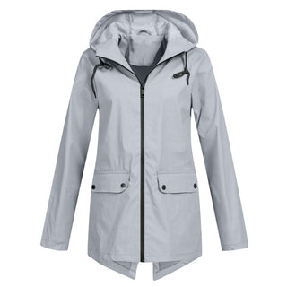 Regenjacke - Wasserdichte Lange Windbreaker mit Kapuze für Damen