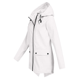 Regenjacke - Wasserdichte Lange Windbreaker mit Kapuze für Damen