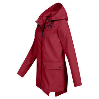 Regenjacke - Wasserdichte Lange Windbreaker mit Kapuze für Damen