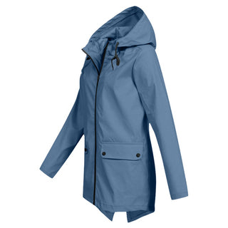 Regenjacke - Wasserdichte Lange Windbreaker mit Kapuze für Damen