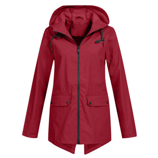 Regenjacke - Wasserdichte Lange Windbreaker mit Kapuze für Damen