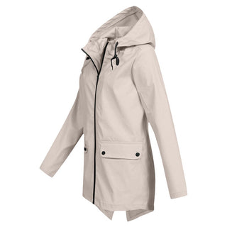 Regenjacke - Wasserdichte Lange Windbreaker mit Kapuze für Damen