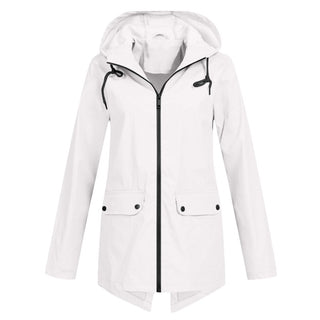 Regenjacke - Wasserdichte Lange Windbreaker mit Kapuze für Damen