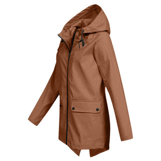 Regenjacke - Wasserdichte Lange Windbreaker mit Kapuze für Damen
