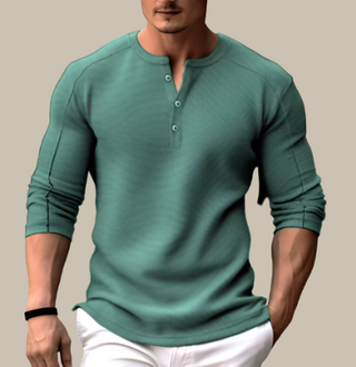 Henley-T-Shirt für Männer - T-Shirt mit langen Ärmeln im Muskelfit