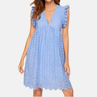 Mini Sommerkleid - Bequeme Spitzenkleid mit V-Ausschnitt