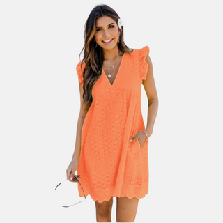Mini Sommerkleid - Bequeme Spitzenkleid mit V-Ausschnitt