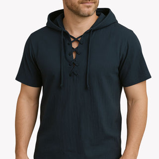 T-Shirt für Herren - Leinen-Optik Armloses T-Shirt mit Kapuze für Sommer