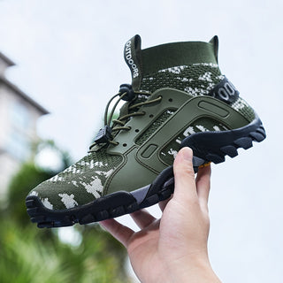 Green Camo Outdoor hiking boots for men with ankle protection