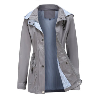 Regenjacke für den Herbst -  Wasserfeste Übergangsjacke mit Kapuze für Damen