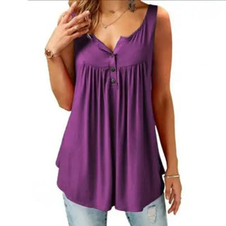 Tunika Top Ärmellos - Elegante Longbluse mit V-Ausschnitt