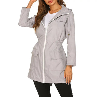 Celine Regenjacke -  Wasserfeste Lange Damen Jacke mit Kapuze