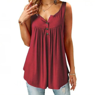 Tunika Top Ärmellos - Elegante Longbluse mit V-Ausschnitt