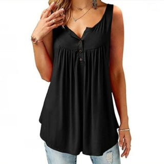 Tunika Top Ärmellos - Elegante Longbluse mit V-Ausschnitt