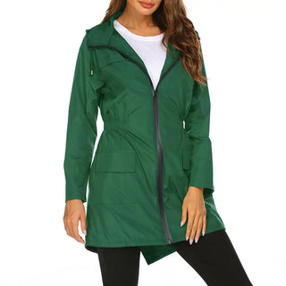 Celine Regenjacke -  Wasserfeste Lange Damen Jacke mit Kapuze
