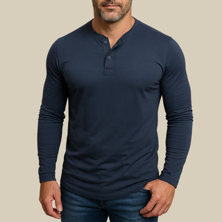 Henley Langarmshirt für Herren - Modernes langarm T-shirt für den Sommer