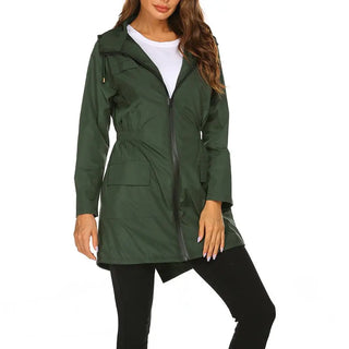 Celine Regenjacke -  Wasserfeste Lange Damen Jacke mit Kapuze