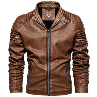 Kingsmen Lederjacke | Stilvolle braune Bikerjacke mit kurzem Kragen für Herren