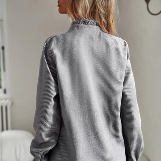 Blusenshirt für Damen - Luftiges Zarte Bluse mit Stehkragen für Sommer