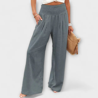 Palazzo Hose für Damen - Bequeme Weite Sommerhose mit hohem Bund
