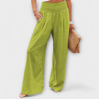 Palazzo Hose für Damen - Bequeme Weite Sommerhose mit hohem Bund