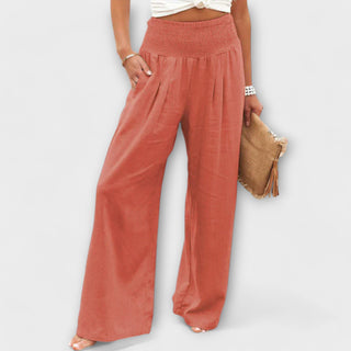 Palazzo Hose für Damen - Bequeme Weite Sommerhose mit hohem Bund