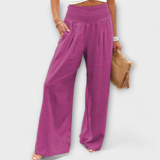 Palazzo Hose für Damen - Bequeme Weite Sommerhose mit hohem Bund