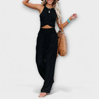 Palazzo Hose für Damen - Bequeme Weite Sommerhose mit hohem Bund