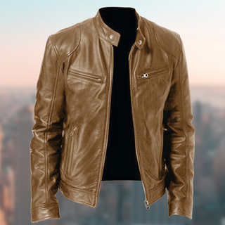Ganti Biker Jacke | Stilvolle PU-Lederjacke für Herren mit Reißverschluss
