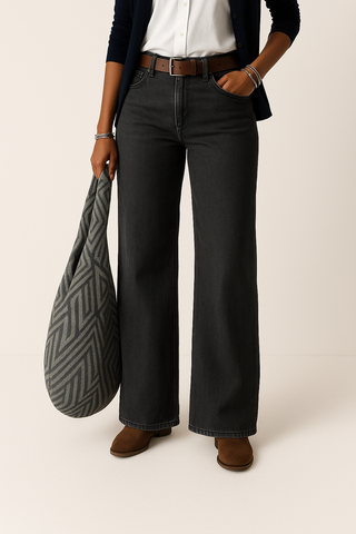 Palazzo Jeans für Damen - Premium Hose mit Weitem Bein