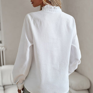 Blusenshirt für Damen - Luftiges Zarte Bluse mit Stehkragen für Sommer