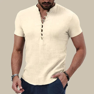 T-Shirts für Herren - Leinen-Optik Oberteil für den Sommer