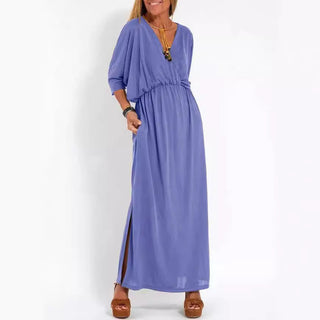 Maxikleid für Damen - Luftiges Sommerkleid mit 3/4 Ärmeln