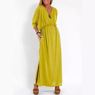 Maxikleid für Damen - Luftiges Sommerkleid mit 3/4 Ärmeln