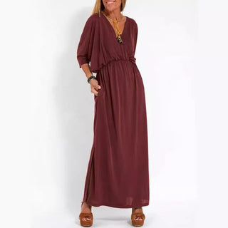 Maxikleid für Damen - Luftiges Sommerkleid mit 3/4 Ärmeln