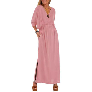 Maxikleid für Damen - Luftiges Sommerkleid mit 3/4 Ärmeln