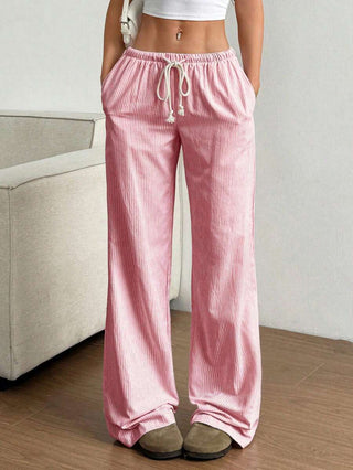 Cordhose für Damen - Gestreifte Loungehose mit Kordelzug für Sommer