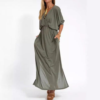 Maxikleid für Damen - Luftiges Sommerkleid mit 3/4 Ärmeln
