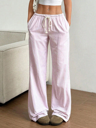 Cordhose für Damen - Gestreifte Loungehose mit Kordelzug für Sommer