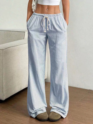 Cordhose für Damen - Gestreifte Loungehose mit Kordelzug für Sommer
