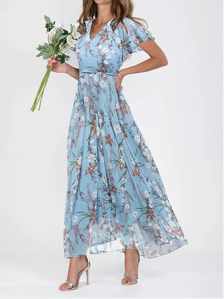 Maxikleid für Damen - Langes Sommerkleid mit Blumenmuster