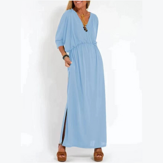 Maxikleid für Damen - Luftiges Sommerkleid mit 3/4 Ärmeln