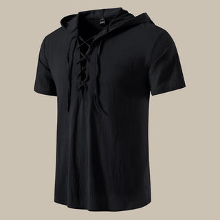 T-Shirt für Herren - Leinen-Optik Armloses T-Shirt mit Kapuze für Sommer