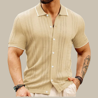 Ganti Capri Shirt | Stilvolles gestricktes Hemd mit kurzen Ärmeln und Kragen für Herren